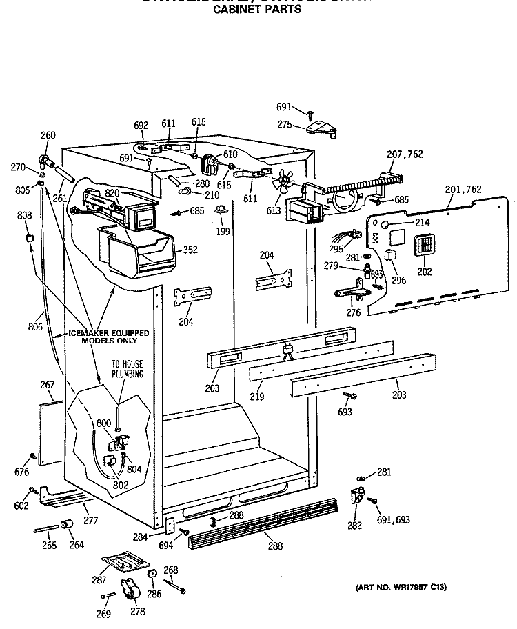 CABINET PARTS Diagram and Parts List for CTX18GISGRAD  Hotpoint Refrigerator