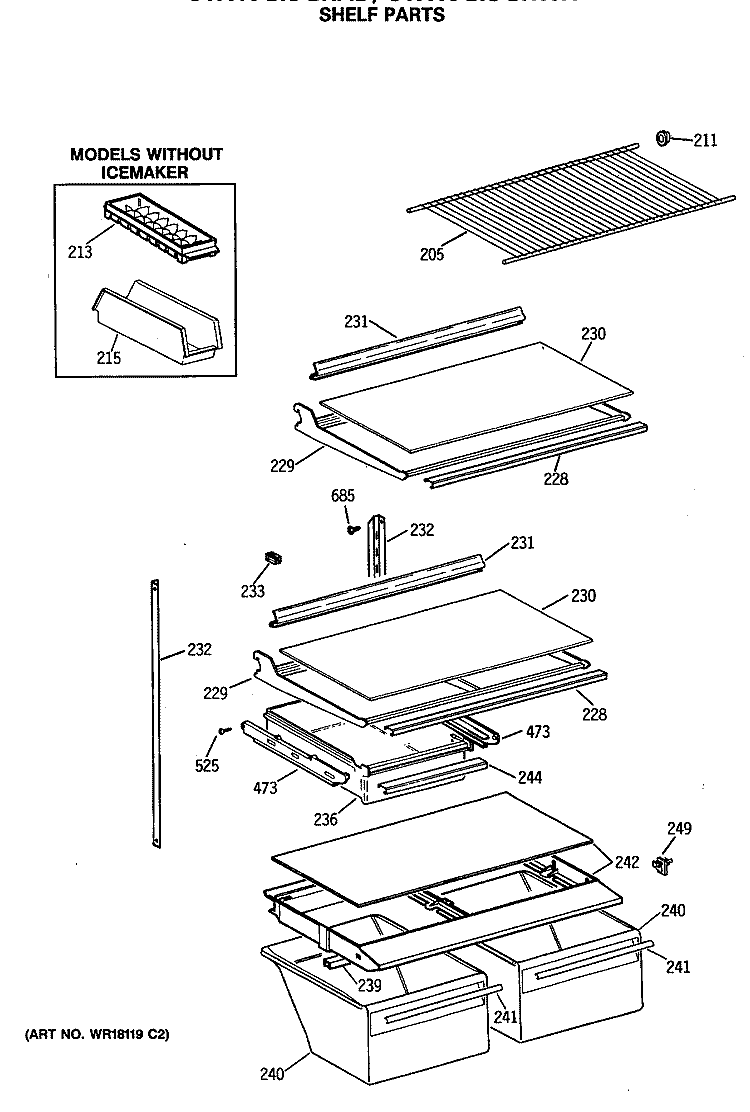 SHELF PARTS Diagram and Parts List for CTX18GISGRAD  Hotpoint Refrigerator