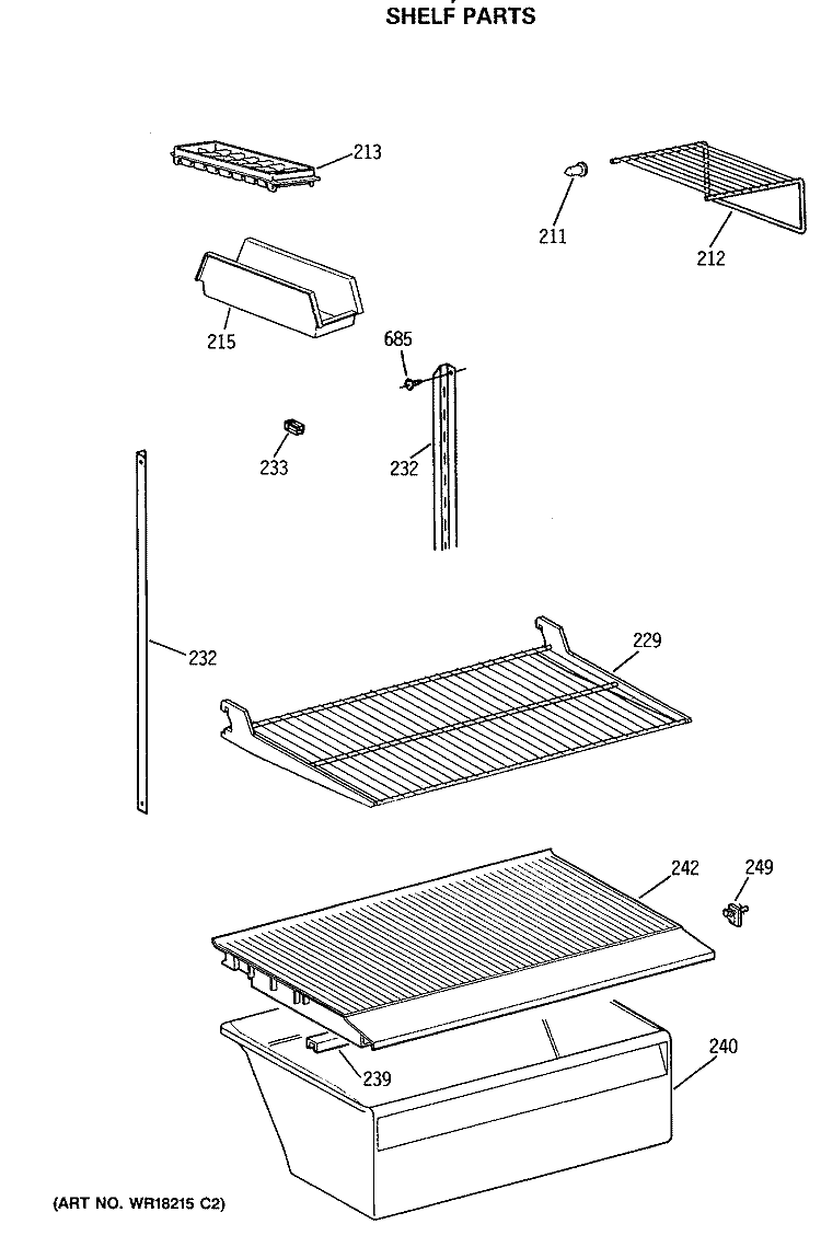 SHELF PARTS Diagram and Parts List for CTX18CASQRAD  Hotpoint Refrigerator