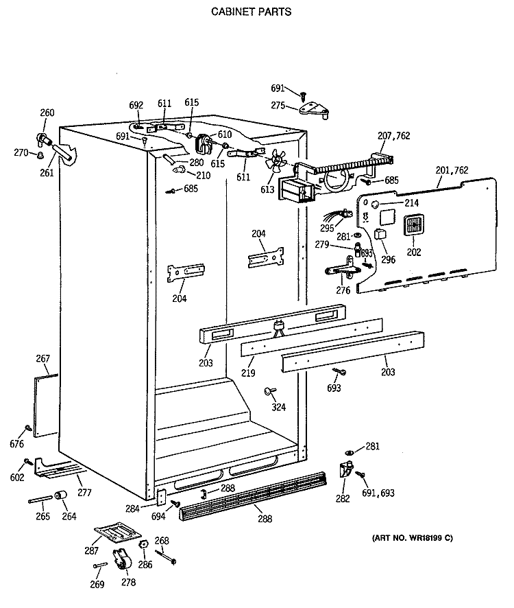 CABINET PARTS Diagram and Parts List for CTH18EATERAD  Hotpoint Refrigerator