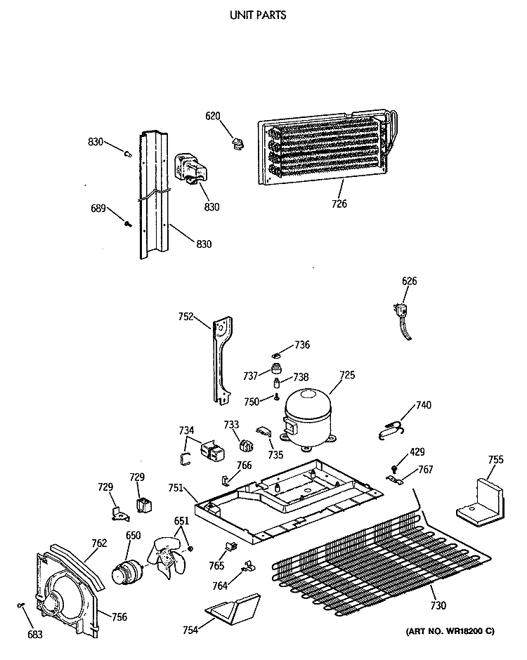 UNIT PARTS Diagram and Parts List for CTX18GASVRAD  Hotpoint Refrigerator