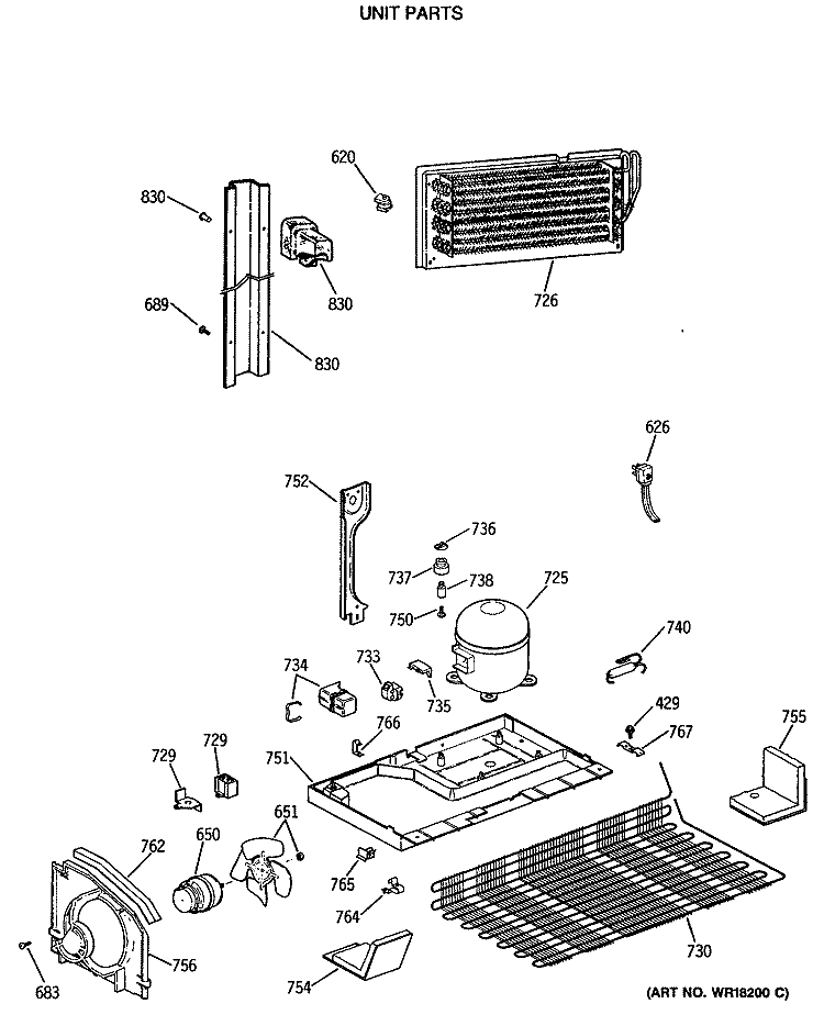 UNIT PARTS Diagram and Parts List for CTX18CASVLWW  Hotpoint Refrigerator