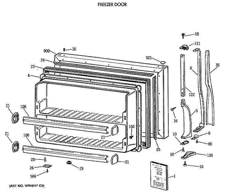 FREEZER DOOR Diagram and Parts List for CTX21BASSRAD  Hotpoint Refrigerator