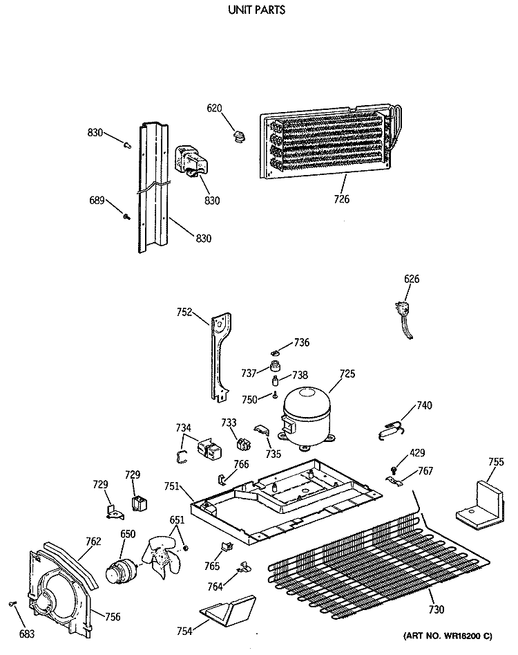 UNIT PARTS Diagram and Parts List for CTX24GISLRWH  Hotpoint Refrigerator
