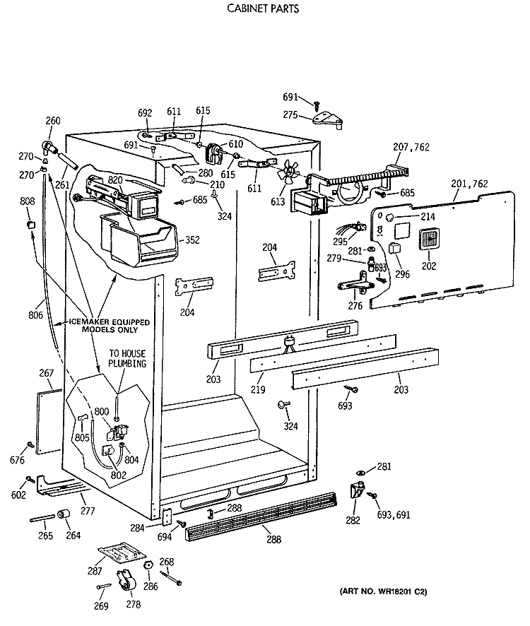 CABINET PARTS Diagram and Parts List for CTX18CASWLAD  Hotpoint Refrigerator