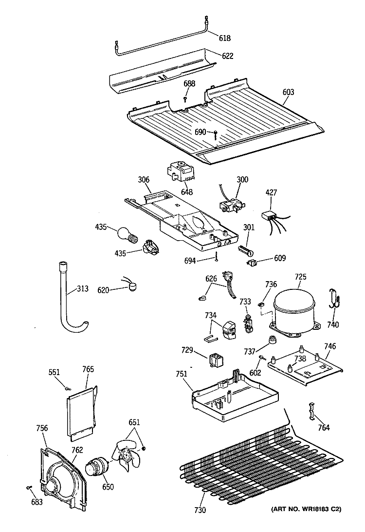 Section Diagram and Parts List for CTH14CYTFLWH  Hotpoint Refrigerator