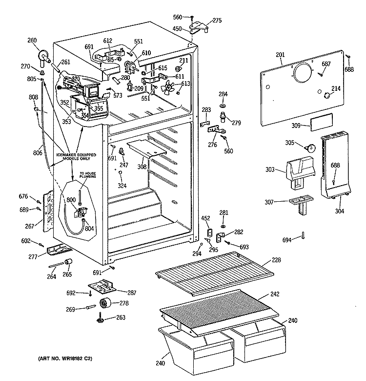 Section Diagram and Parts List for CTX14CITDRAD  Hotpoint Refrigerator