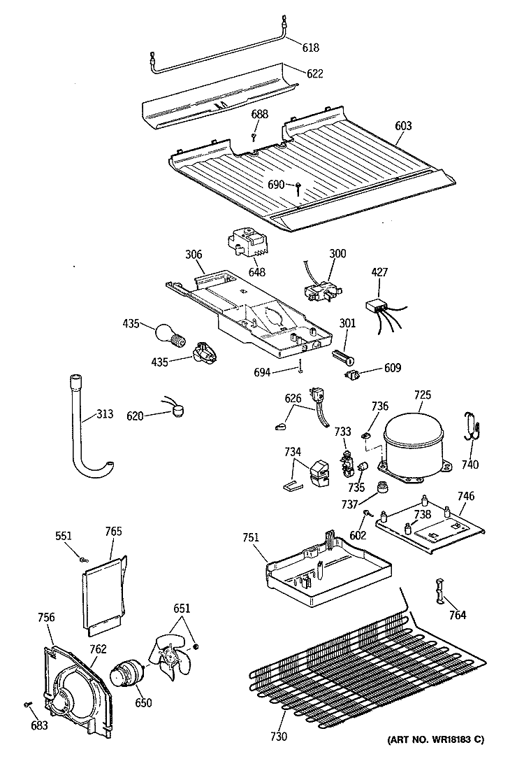 Section Diagram and Parts List for CTX14CITDRAD  Hotpoint Refrigerator