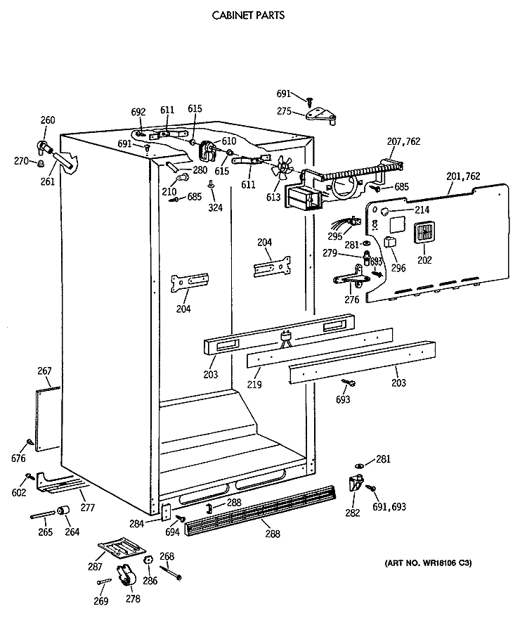 CABINET PARTS Diagram and Parts List for CTT21GATERAD  Hotpoint Refrigerator