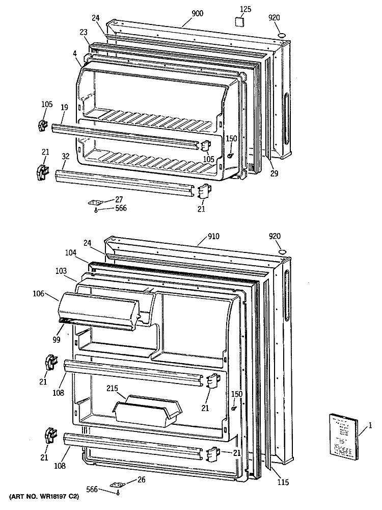Section Diagram and Parts List for CTX14EYTDRWH  Hotpoint Refrigerator