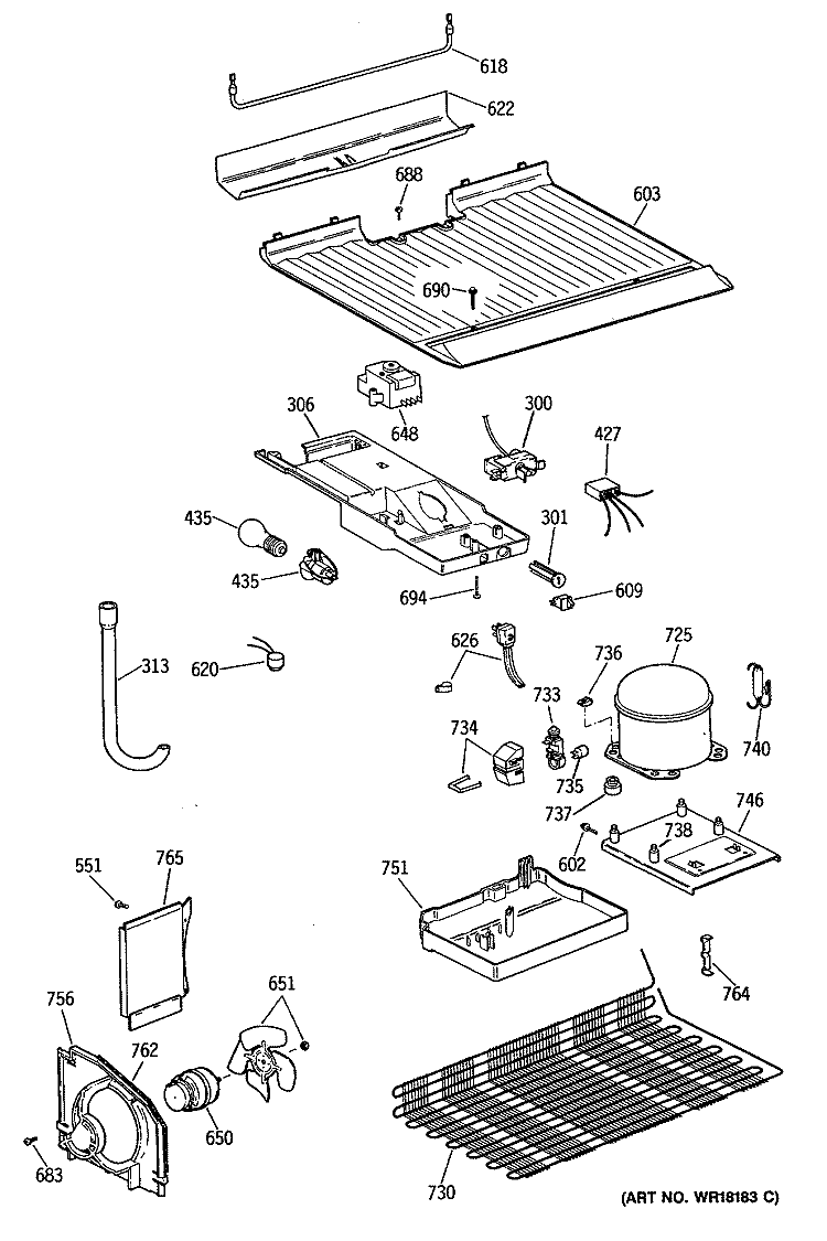 Section Diagram and Parts List for CTX14EYTDRWH  Hotpoint Refrigerator
