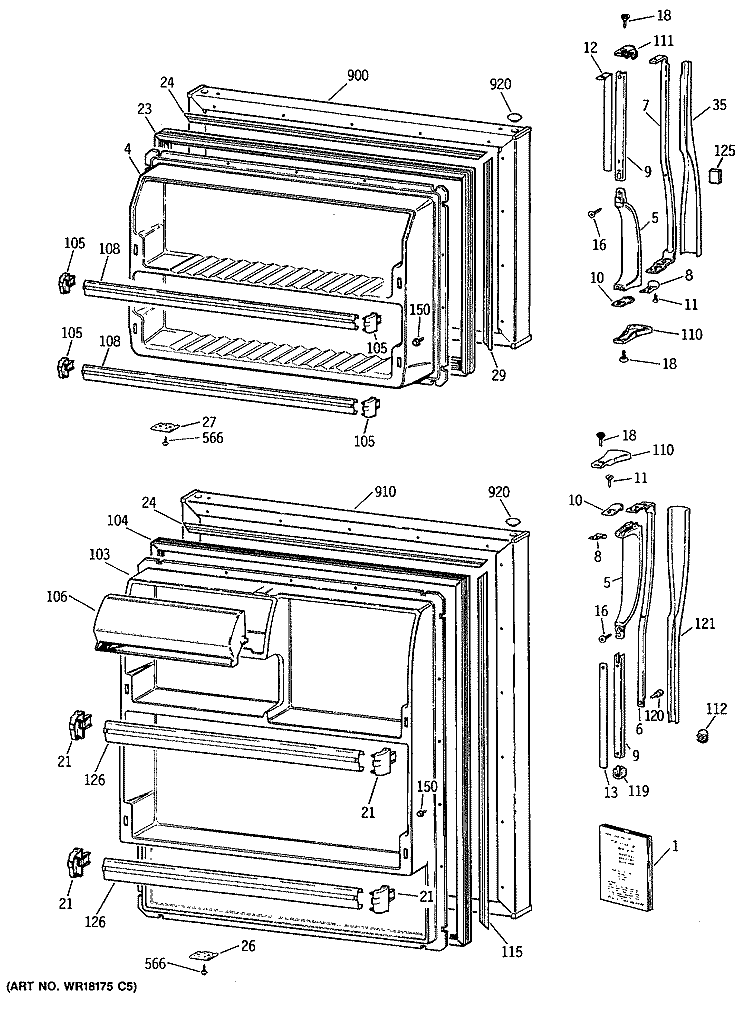 Section Diagram and Parts List for CTX16CITDRAD  Hotpoint Refrigerator