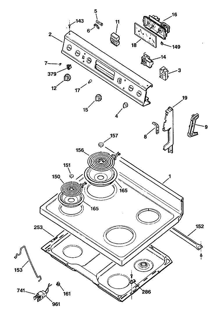 Section Diagram and Parts List for RB536S1  Hotpoint Range