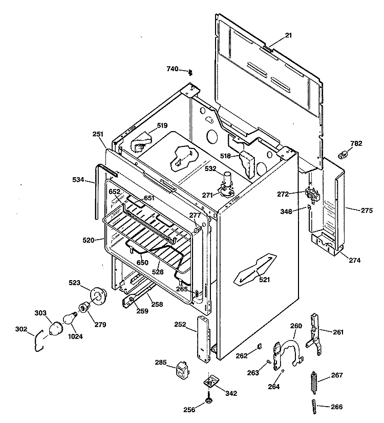 Section Diagram and Parts List for RB536S1  Hotpoint Range