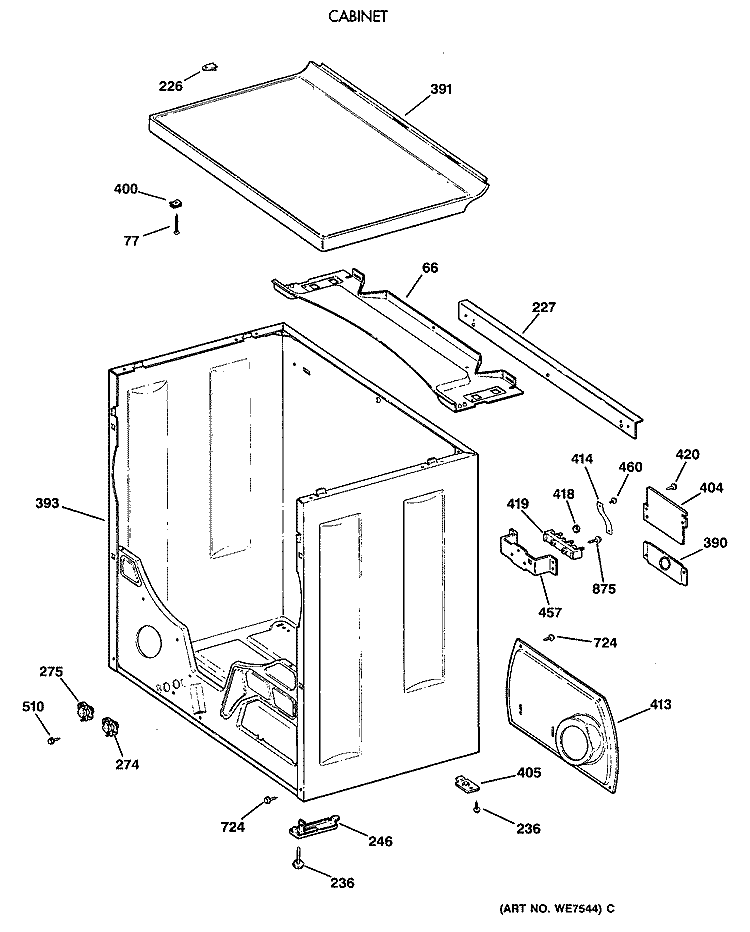 CABINET Diagram and Parts List for NLLR113ET0WB  Hotpoint Dryer