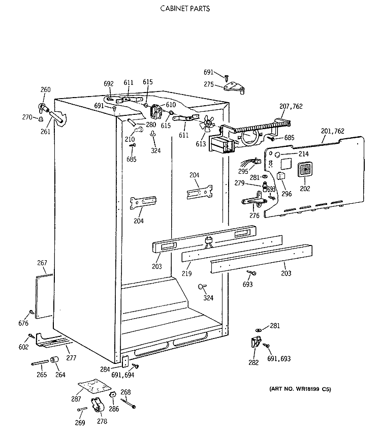 CABINET PARTS Diagram and Parts List for CTX18LASWLAD  Hotpoint Refrigerator