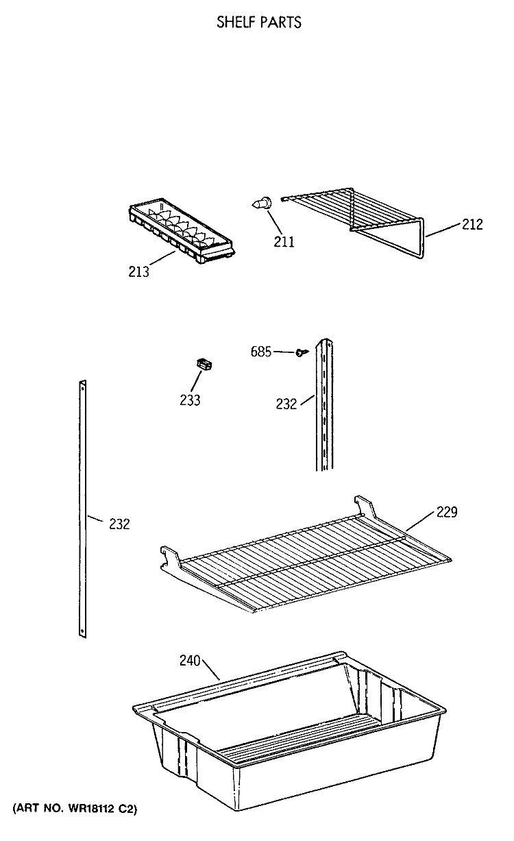 SHELF PARTS Diagram and Parts List for CTX18LASWLAD  Hotpoint Refrigerator