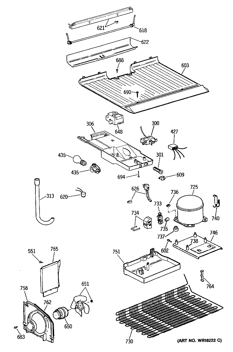 Section Diagram and Parts List for CTX14CATGRWH  Hotpoint Refrigerator