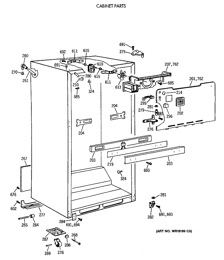 CABINET PARTS Diagram and Parts List for CTX21LATNRWH  Hotpoint Refrigerator