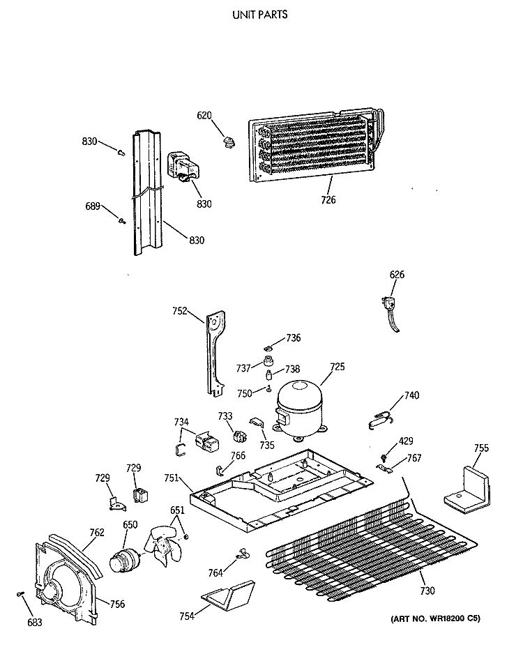 UNIT PARTS Diagram and Parts List for CTX21LATNRWH  Hotpoint Refrigerator