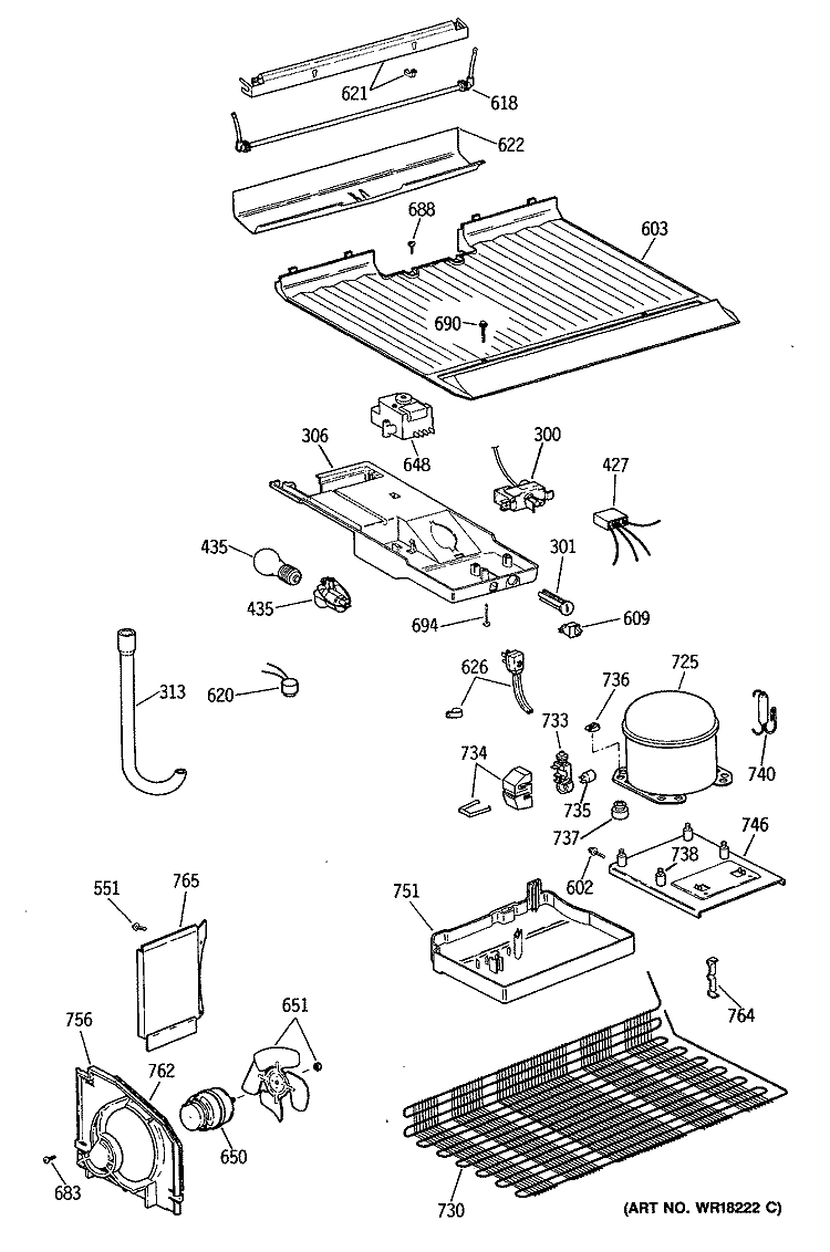 Section Diagram and Parts List for CTX14CYTGRWH  Hotpoint Refrigerator