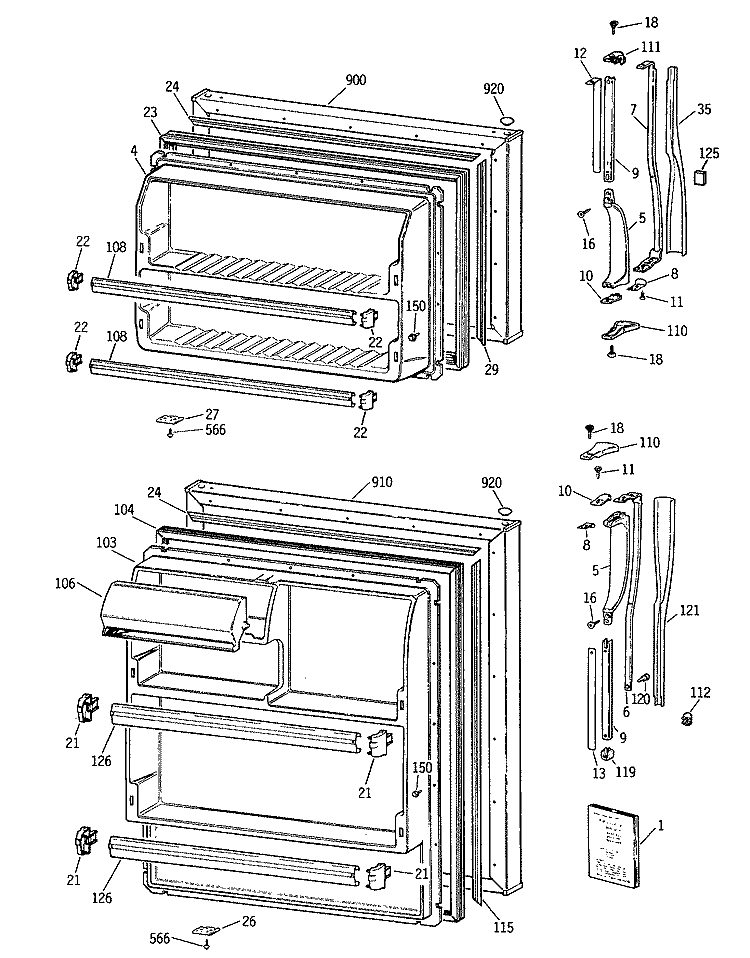 Section Diagram and Parts List for CTX16CAXGRWH  Hotpoint Refrigerator