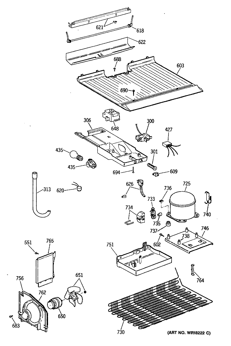 Section Diagram and Parts List for CTX16CIXGRWH  Hotpoint Refrigerator
