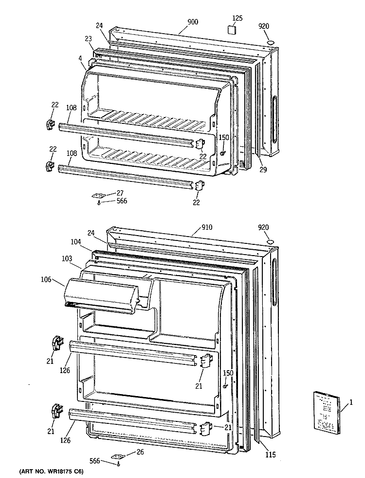 Section Diagram and Parts List for CTX16CYXGLAD  Hotpoint Refrigerator