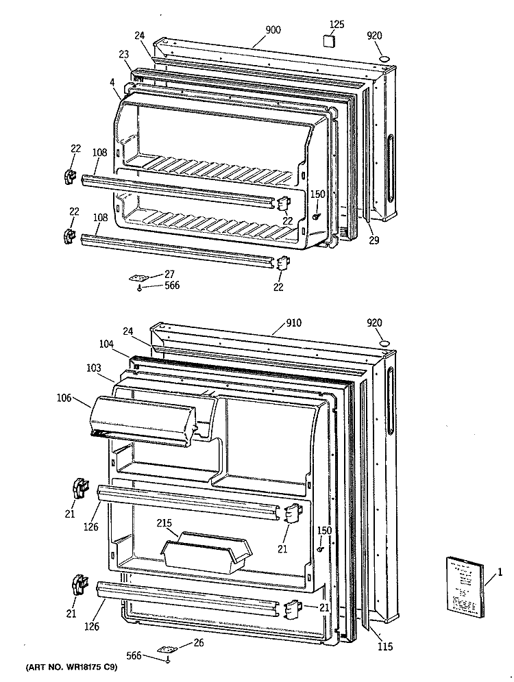 Section Diagram and Parts List for CTX16BYTGLAD  Hotpoint Refrigerator