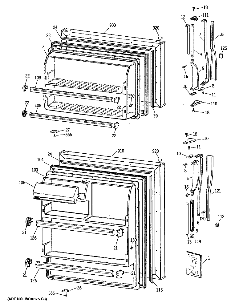 Section Diagram and Parts List for CTX14CAXKRAD  Hotpoint Refrigerator