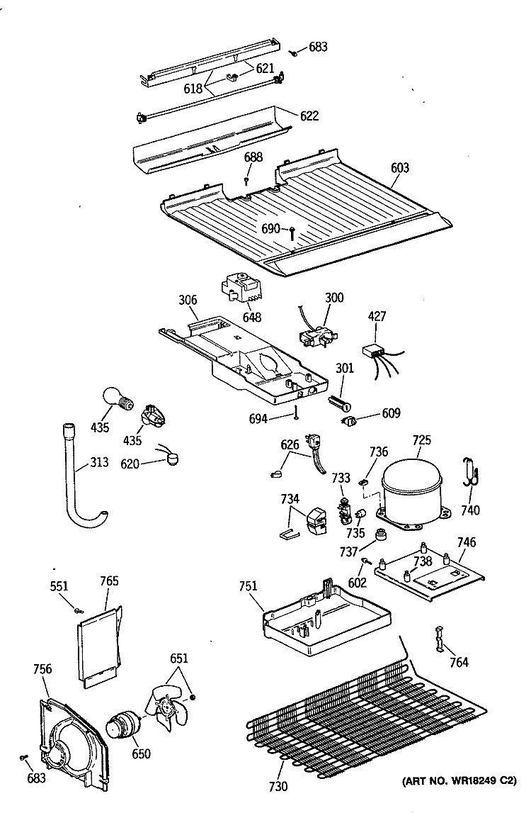 Section Diagram and Parts List for CTX16BYXKLWH  Hotpoint Refrigerator