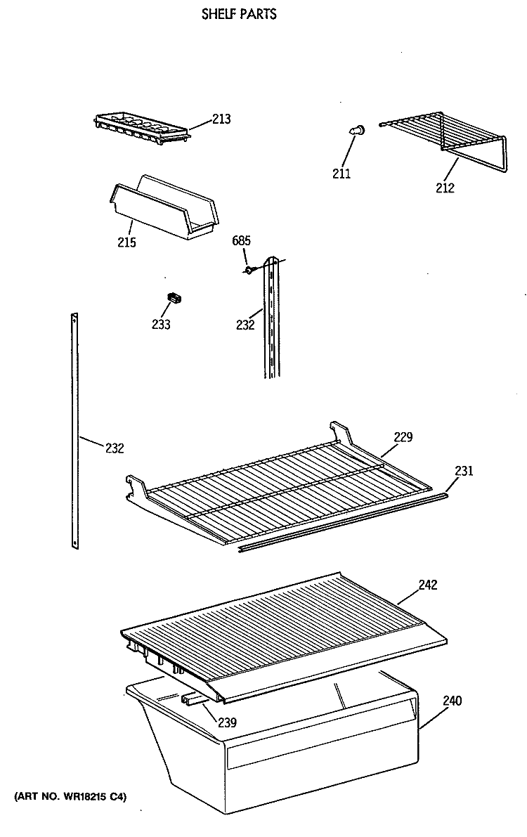SHELF PARTS Diagram and Parts List for CTX18CAXBLAD  Hotpoint Refrigerator