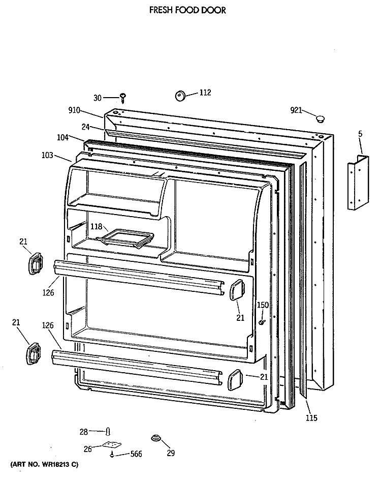 FRESH FOOD DOOR Diagram and Parts List for CTX21LAXBRWH  Hotpoint Refrigerator