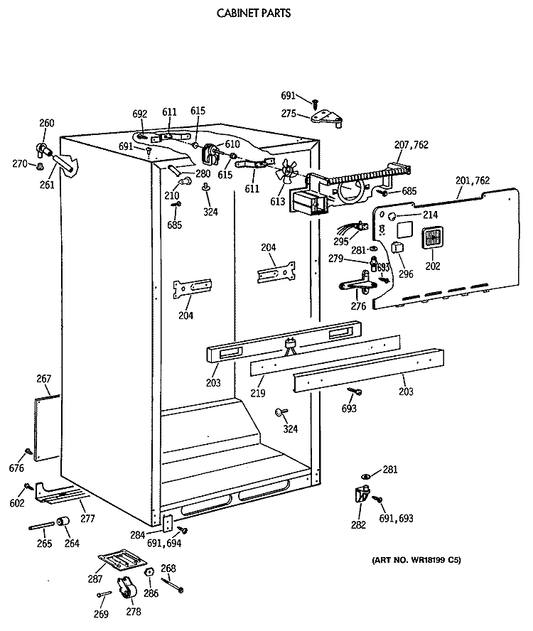 CABINET PARTS Diagram and Parts List for CTX21LAXBRWH  Hotpoint Refrigerator