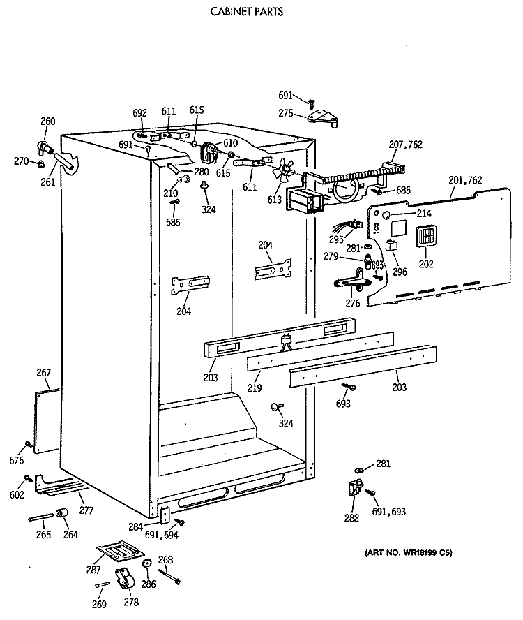 CABINET PARTS Diagram and Parts List for CTX18LAXBRWH  Hotpoint Refrigerator