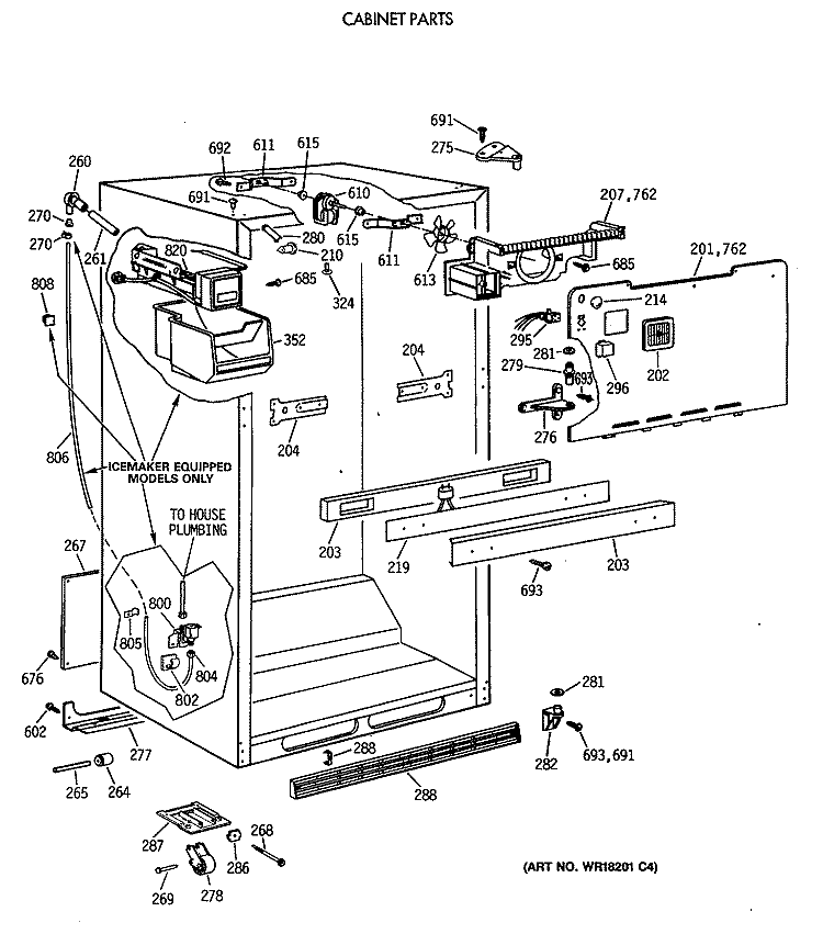 CABINET PARTS Diagram and Parts List for CTX24GAXBRAA  Hotpoint Refrigerator