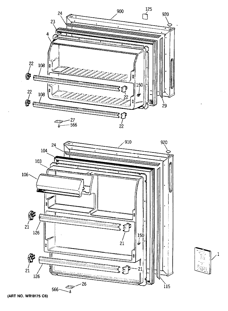 Section Diagram and Parts List for CTH16CYXLRAD  Hotpoint Refrigerator