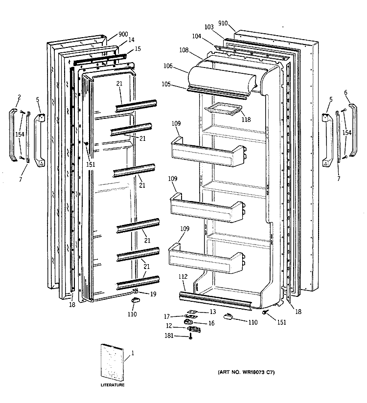 Section Diagram and Parts List for CSX20KAXAWH  Hotpoint Refrigerator