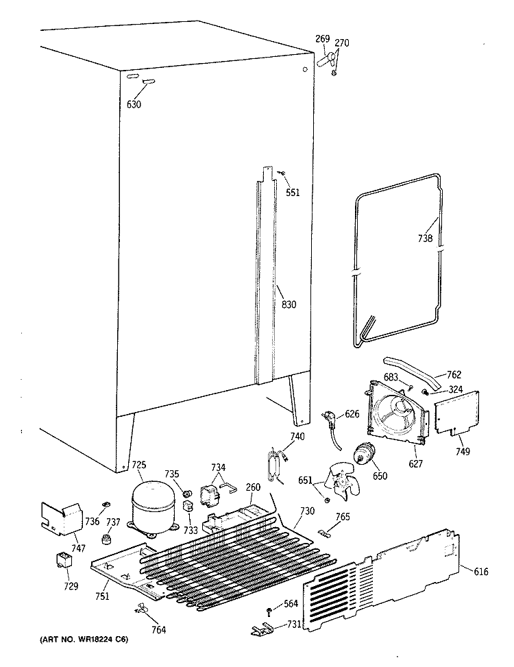 Section Diagram and Parts List for CSX20KAXAWH  Hotpoint Refrigerator