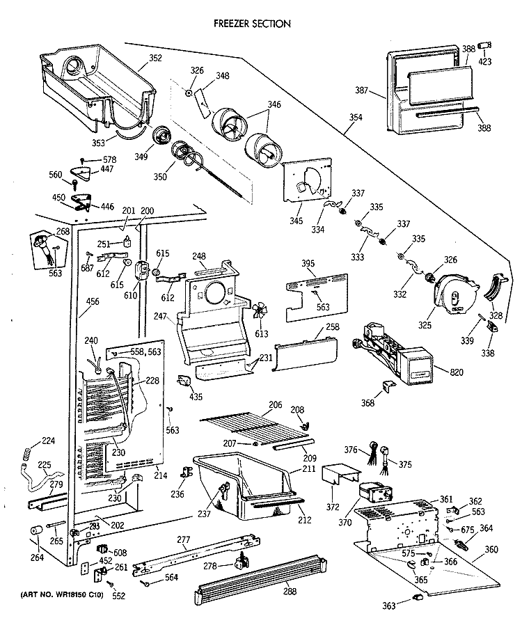 FREEZER SECTION Diagram and Parts List for CSX22KWXAAD  Hotpoint Refrigerator