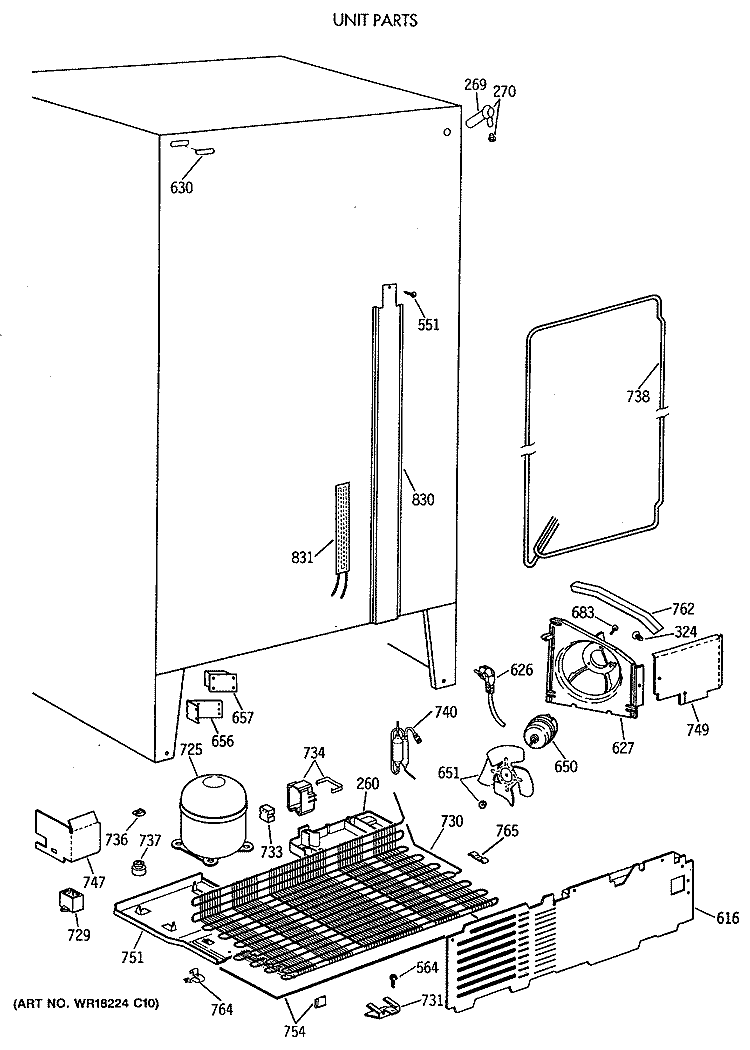UNIT PARTS Diagram and Parts List for CSK22GAXAAD  Hotpoint Refrigerator