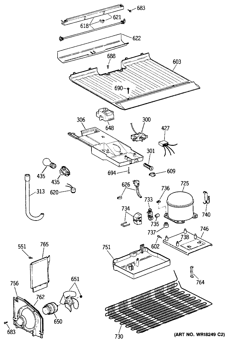 Section Diagram and Parts List for CTX14AYXKRAD  Hotpoint Refrigerator
