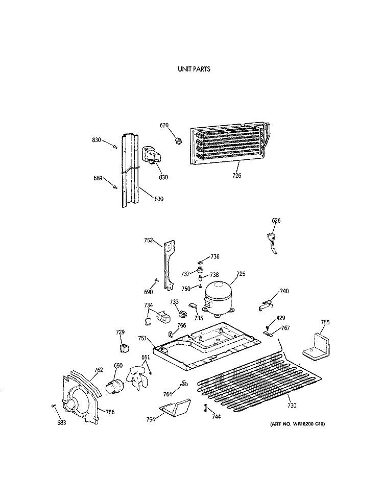 UNIT PARTS Diagram and Parts List for CTX18GAXCRAA  Hotpoint Refrigerator