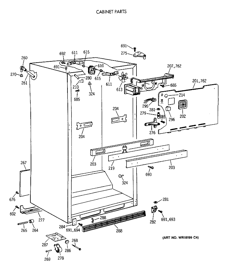 CABINET PARTS Diagram and Parts List for CTX18KAXCRAD  Hotpoint Refrigerator
