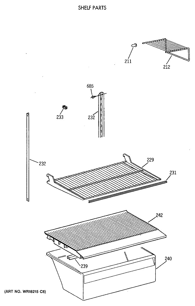 SHELF PARTS Diagram and Parts List for CTX18CIXELAD  Hotpoint Refrigerator
