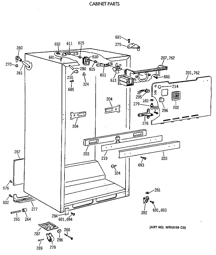 CABINET PARTS Diagram and Parts List for CTX21LAXDRWH  Hotpoint Refrigerator