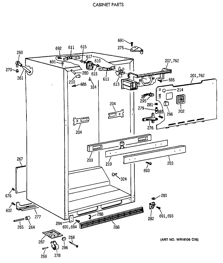 CABINET PARTS Diagram and Parts List for CTH18EAXERWH  Hotpoint Refrigerator