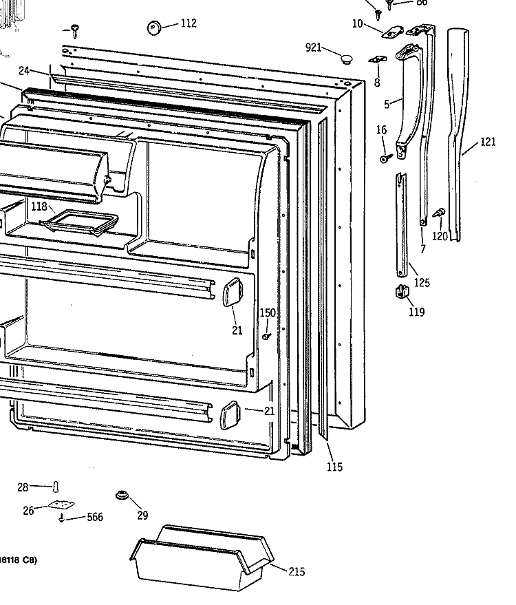 COMPARTMENT SEPARATOR PARTS Diagram and Parts List for CTH18EAXERWH  Hotpoint Refrigerator