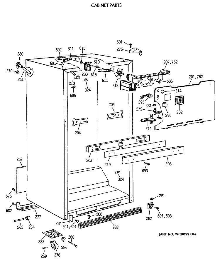 CABINET PARTS Diagram and Parts List for CTX18BAXARWH  Hotpoint Refrigerator