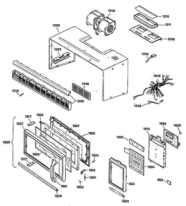 Section Diagram and Parts List for LVM235WL01  General Electric Microwave